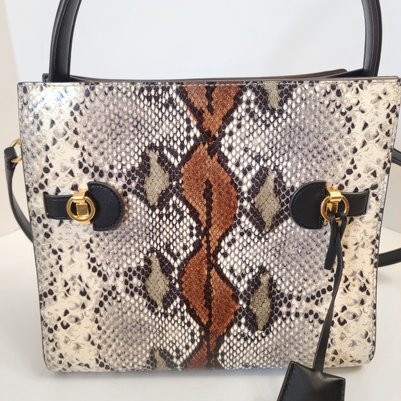 Tory Burch | Lee Radziwill Snake Embossed Small Double Bag in Aspen Multi - Picture 11 of 16